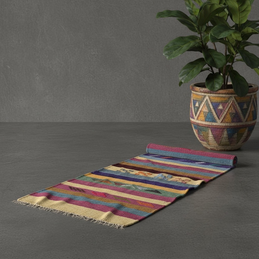 Moroccan hand made - Colorful Striped Boho Runner Rug